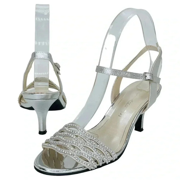 Caparros Womens Heels 7.5M Quirin Silver Faux Leather Rhinestone Slingback - Picture 10 of 12